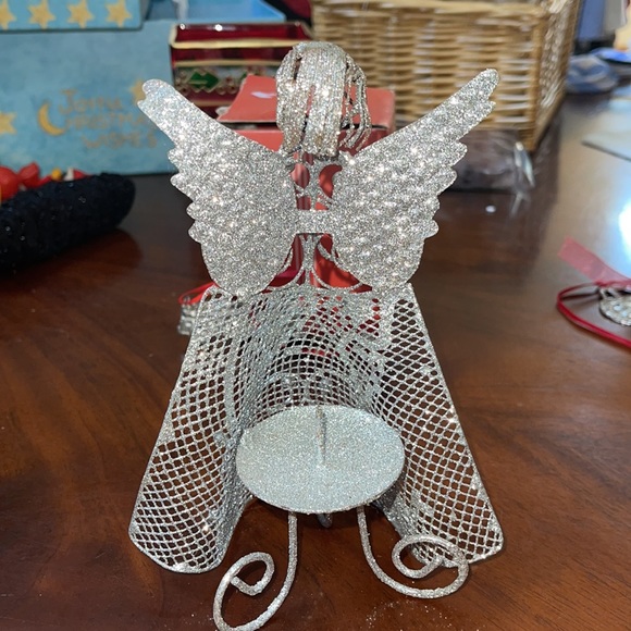 Silver Glitter Angel Candle holder - Picture 2 of 4